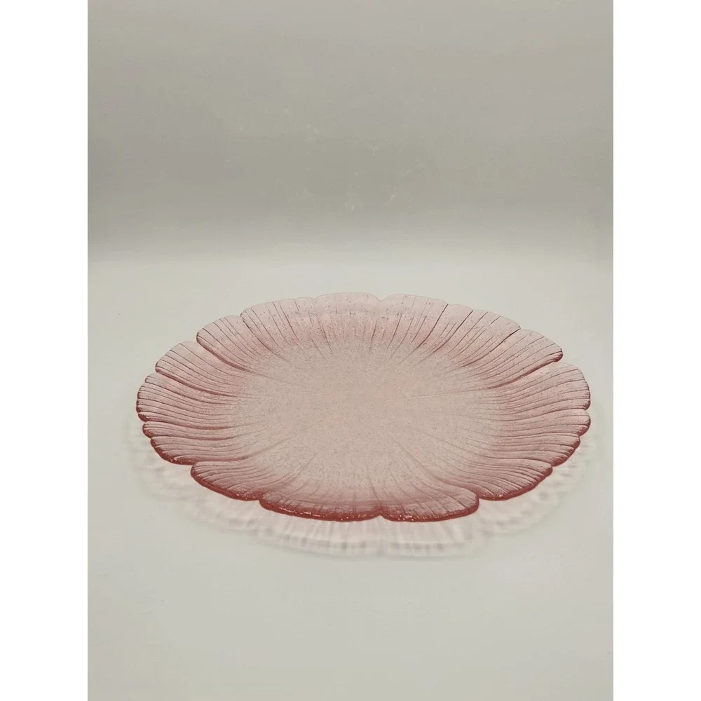 Vintage Larry Laslo for Mikasa Pink Art Glass Charger Plate Scalloped 12